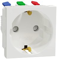 Розетка с заземлением без рамки Schneider Electric Unica Modular 1-м. шторки белый